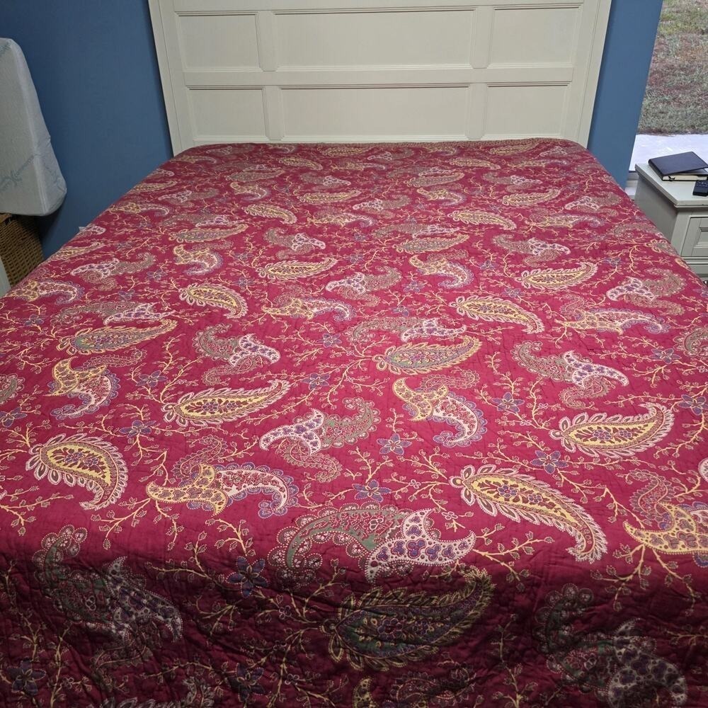 Noble Excellence Vintage Red Floral Patchwork Quilt King Size 108x94" - Picture 7 of 16